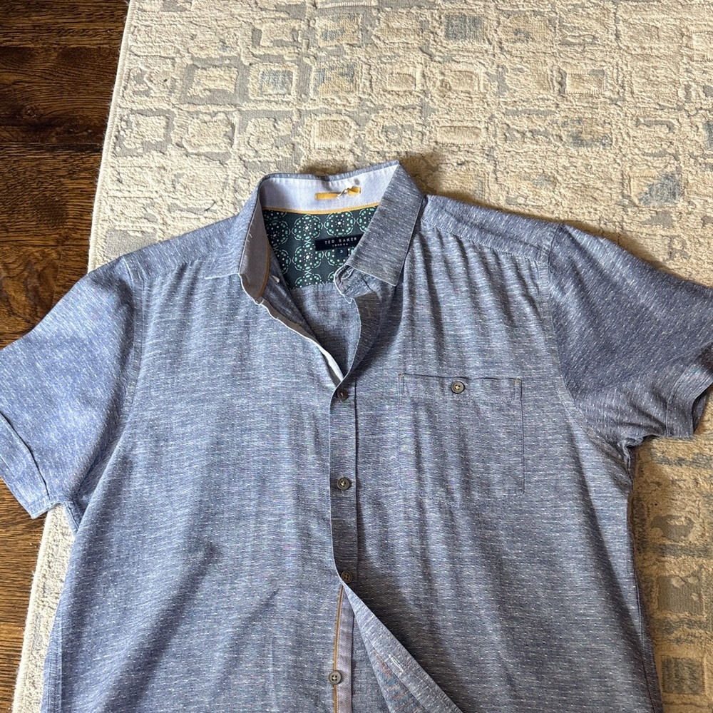 Ted Baker Gray/blue  Casual Button-Down Shirt